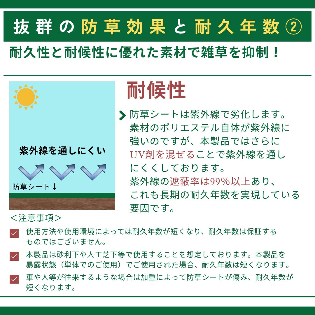 1ｍ×50ｍ 2巻 PET素材防草シート 不織布タイプ 濃緑 ♥品 高品質 雑草対策 高耐久 透水性抜群 DIY STEELWINDOWSANDDOORS_COM