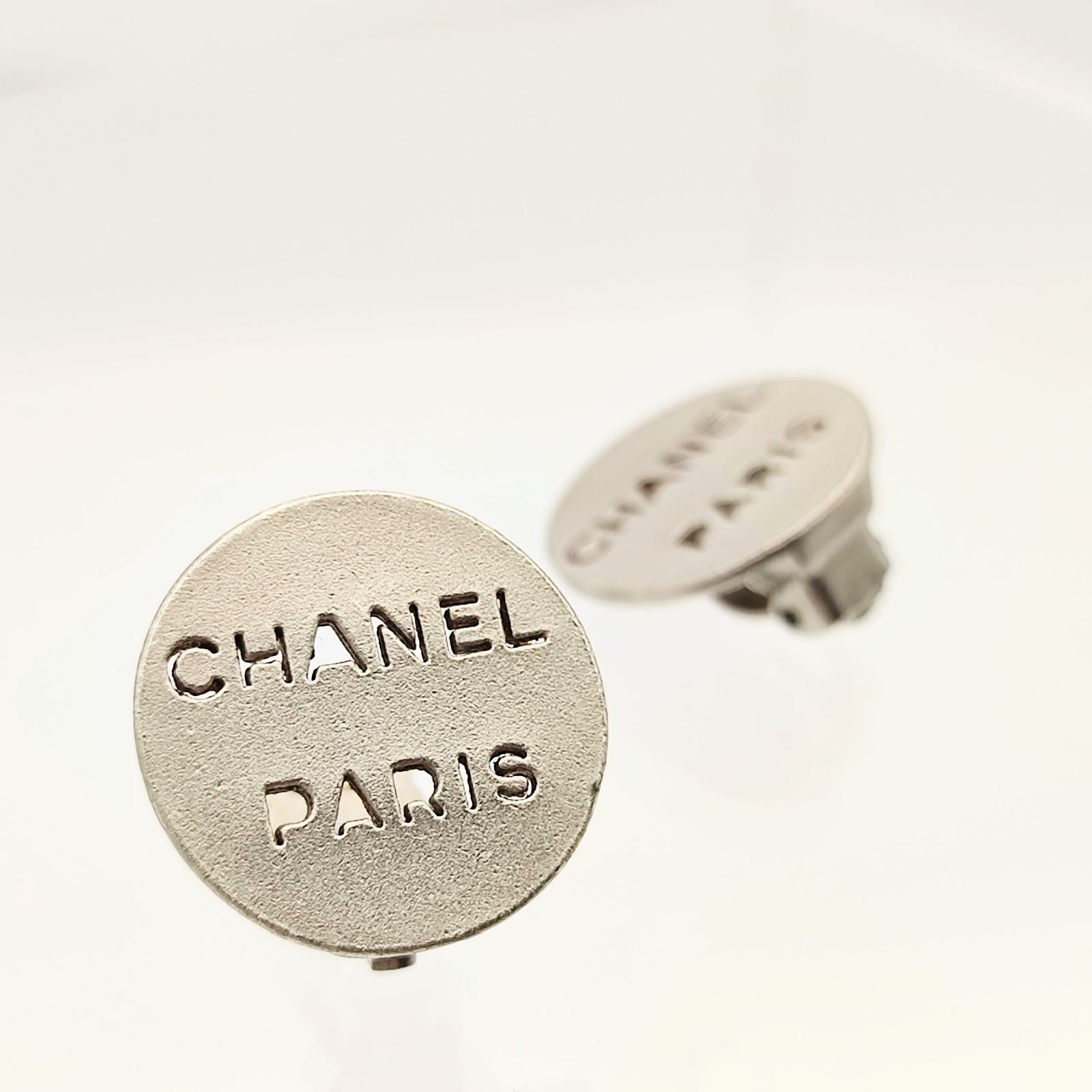 美品】CHANEL シャネル ラウンドロゴイヤリング シルバー ヴィンテージ