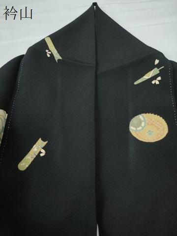平和屋着物○上質な小紋 番傘 源氏香 黒地 三越扱い 正絹 逸品