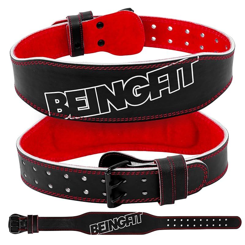 BEINGFIT トレーニングベルト - パワーベルト 筋トレ用 | 高耐久・ユニークデザイン 筋トレ ベルト - 4色展開、3サイズ リフティングベルト 腹圧ベルト トレーニングギア スクワット デッドリフト ベンチプレス (ブラック， L)