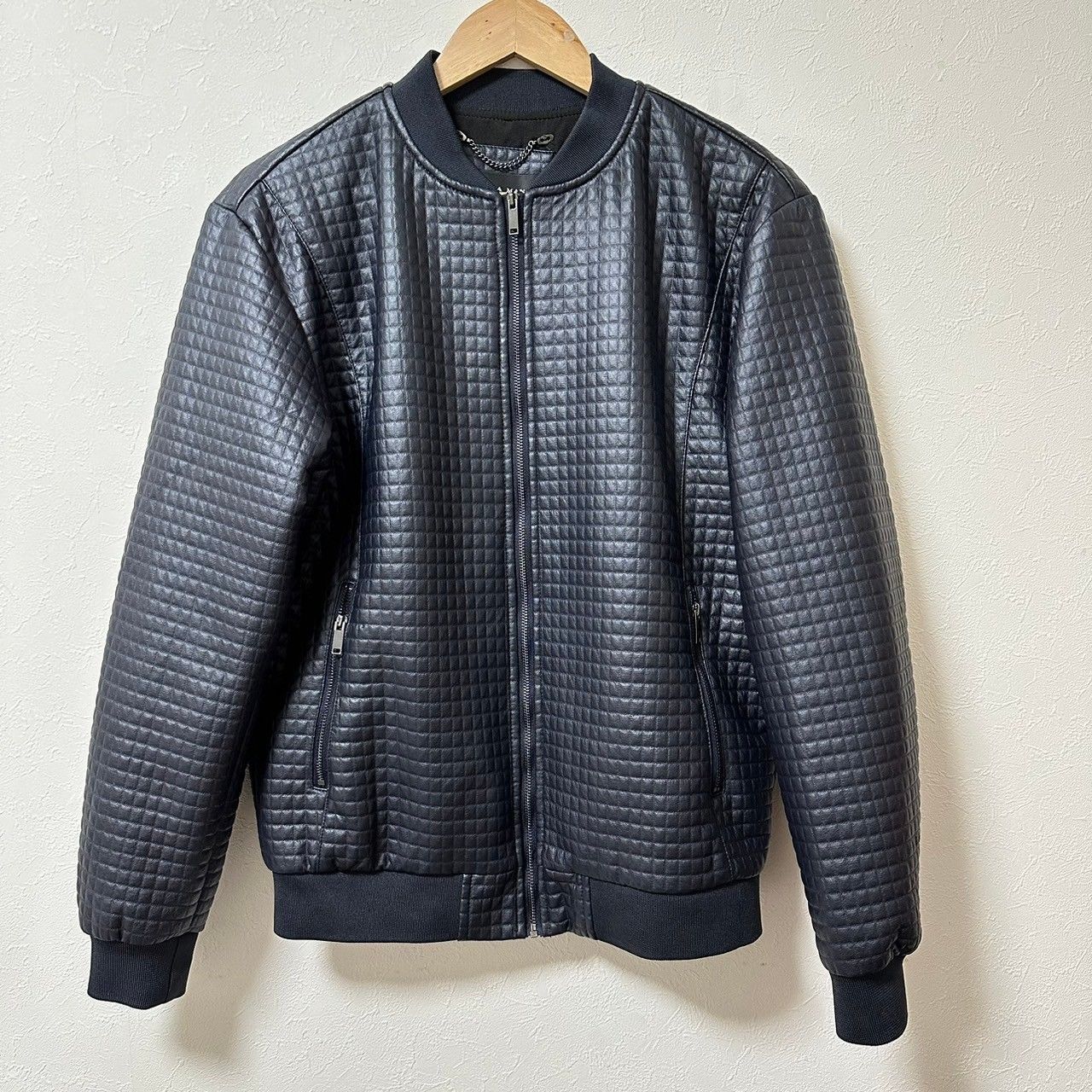 w^)b ZARA MEN ザラ フェイクレザージャケット ボンバージャケット 