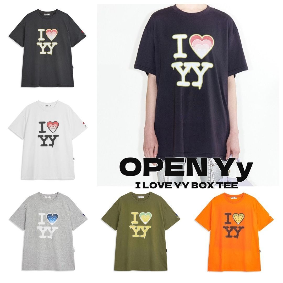 OPEN YY 半袖 Tシャツ I LOVE YY BOX T   ORANGE、KHAKI、GRAY、WHITE、CHARCOAL