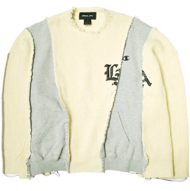 LIBERAL ARTS x DISCOVERED リベラルアーツ ディスカバード 23AW 別注 日本製 REMAKE KNIT オーバーサイズ リメイクニット LA-14-03-0223 Free WHITE セーター ドッキング 定価77 000円