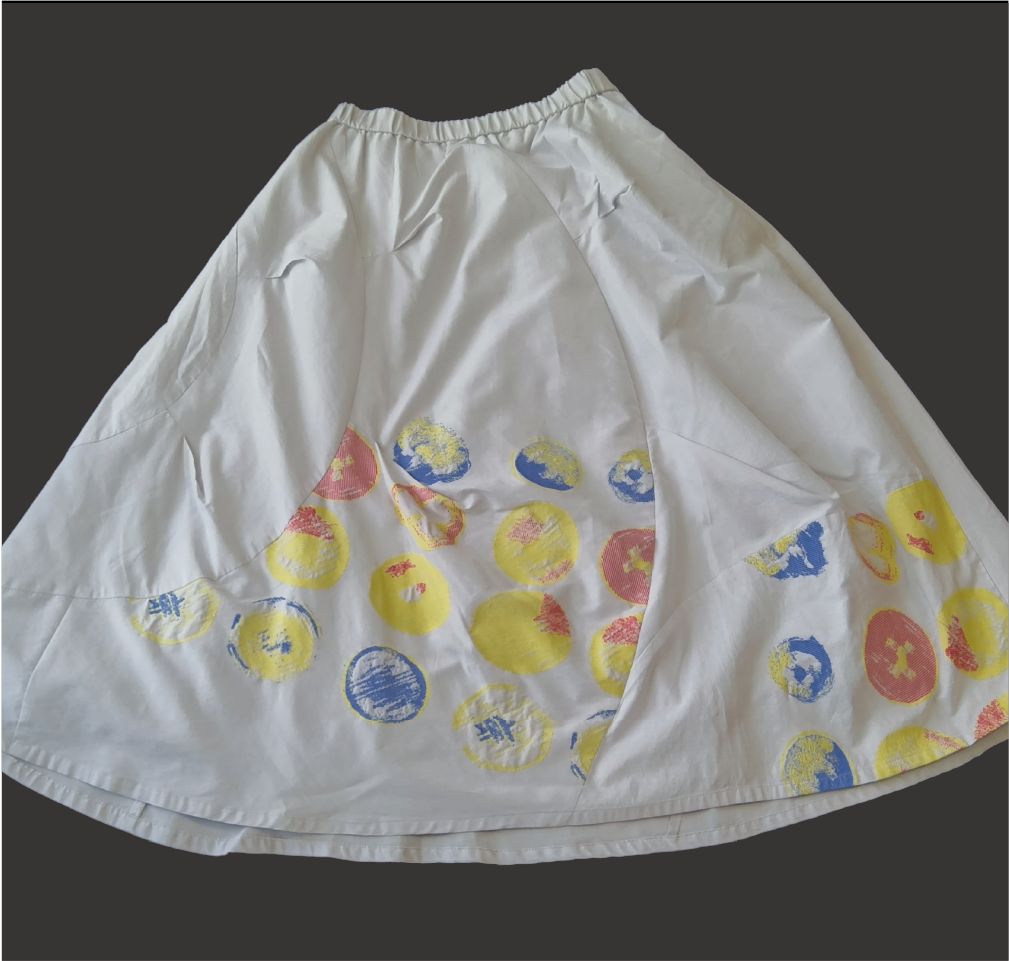 慈雨 ロングスカート センソユニコ グレー 水玉 サイズ40 定価53,000円