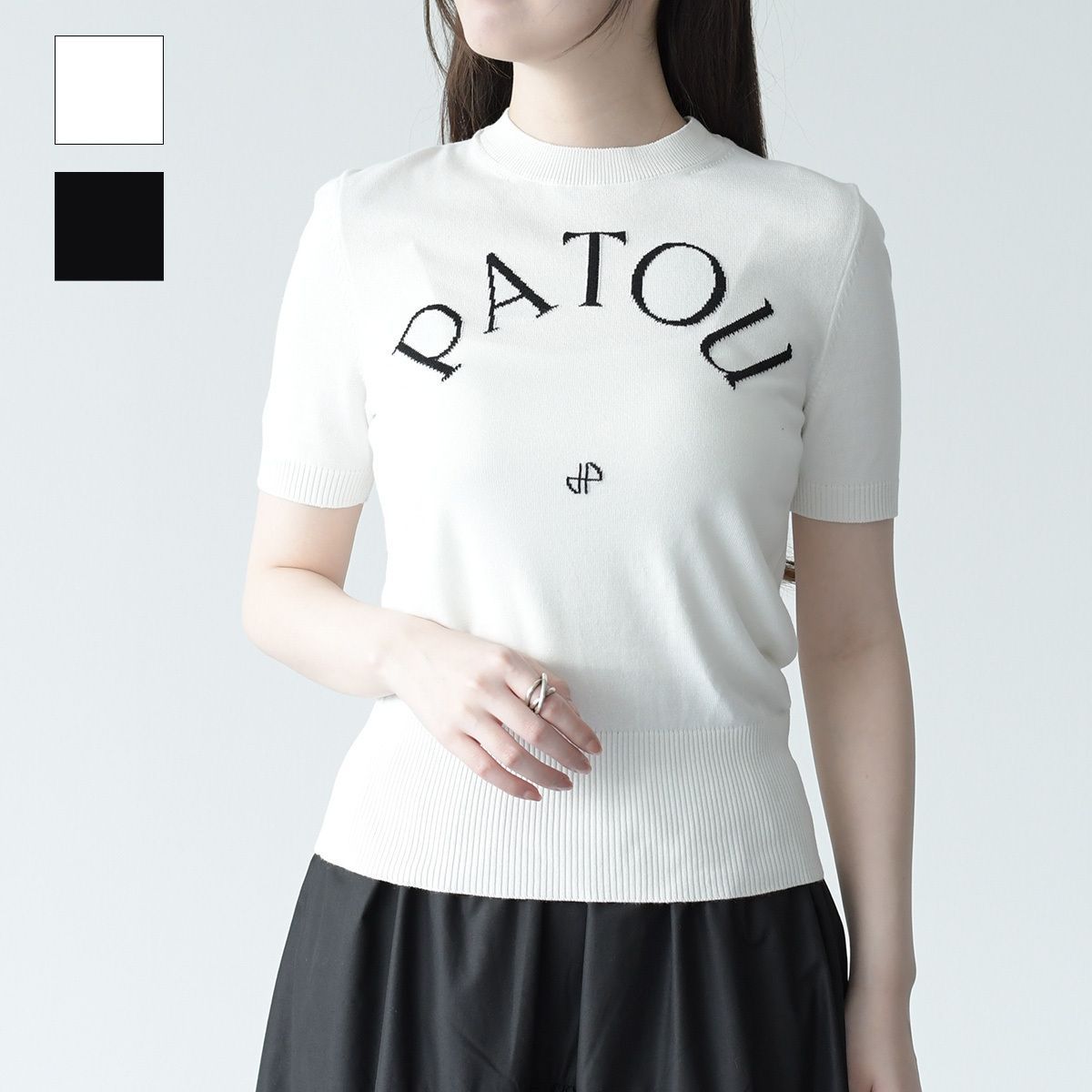 PATOU ロゴ入り 半袖ニット ホワイト PATOU 半袖ニット S ベージュ