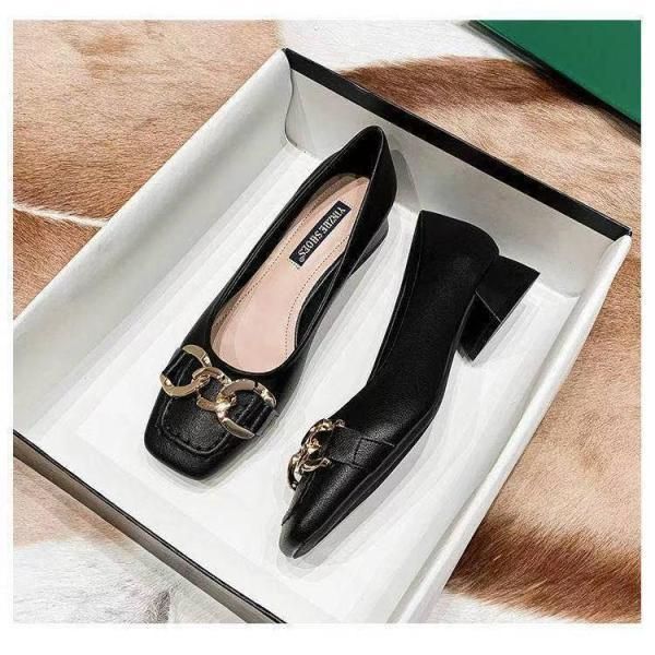 レディース パンプス スクエアトゥ シューズ 春夏 太めヒールパンプス ローヒール 美脚 履きやすい 痛くない 靴 オフィス 通勤通学 オシャレ qkeusf] 長時間 疲れない スクエアトゥ パンプス フラットヒール