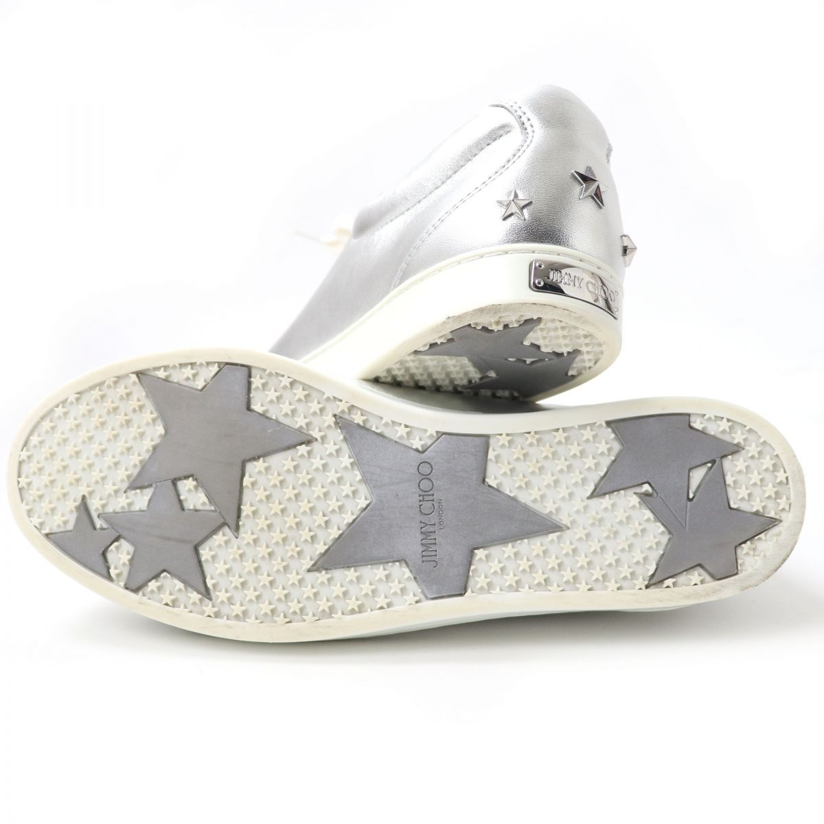 定番！Jimmy Choo レザー スタースタッズ ロゴ スニーカー Jimmy Choo☆CASH スタースタッズ付レザースニーカー☆送料込