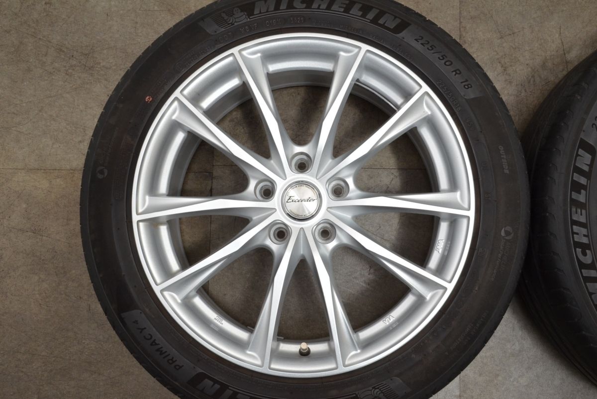ホイールのみ販売 エクシーダー 18in 7J 48 PCD114.3 ミシュラン プライマシー4 225 50R18 エスティマ C-HR オデッセイ ヴェゼル