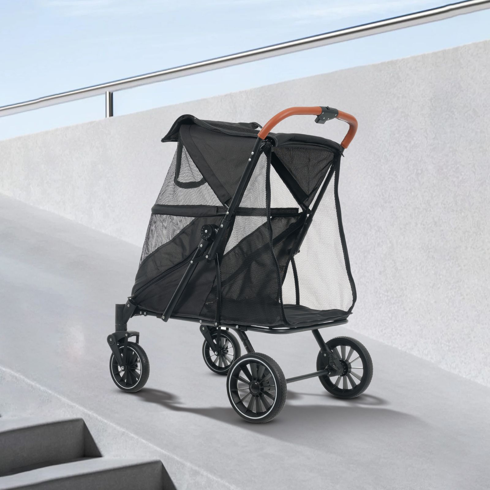 低床型&前後ドアで乗り降り楽❣️ペットカート 50kg 大型犬 老犬 通気性抜群 低床型&前後ドアで乗り降り楽❣️ペットカート 50kg 大型犬 老