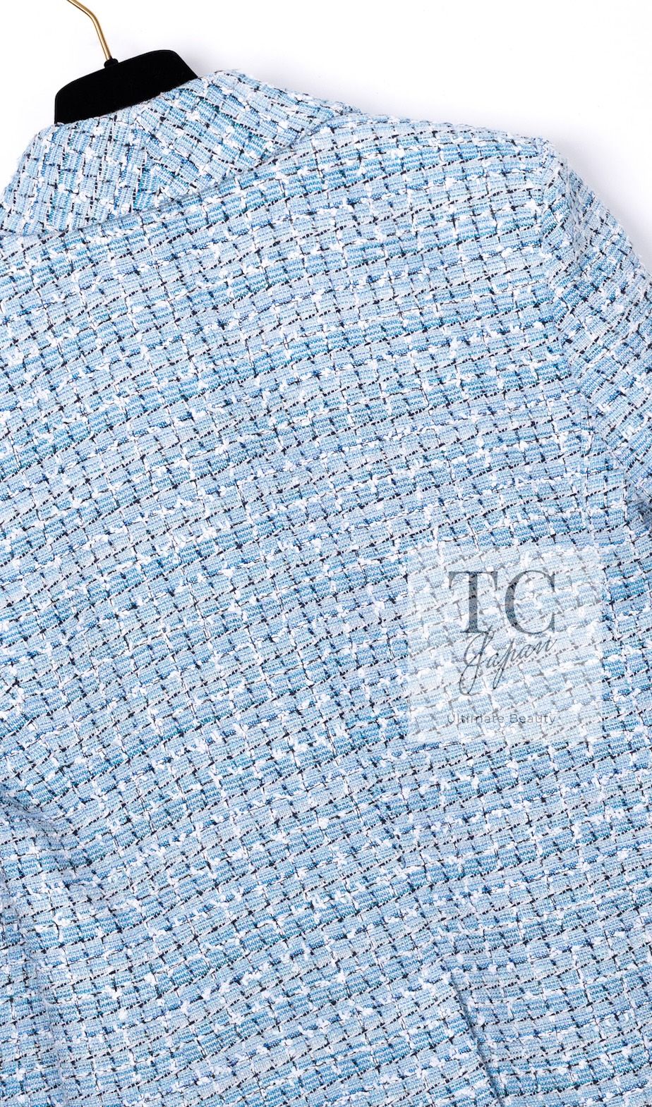 シャネル ジャケット CHANEL ライト ブルー ラ パウザ ボタン ツイード カール ラガーフェルド 超 40 WWW_MORNINGWALKER_COM