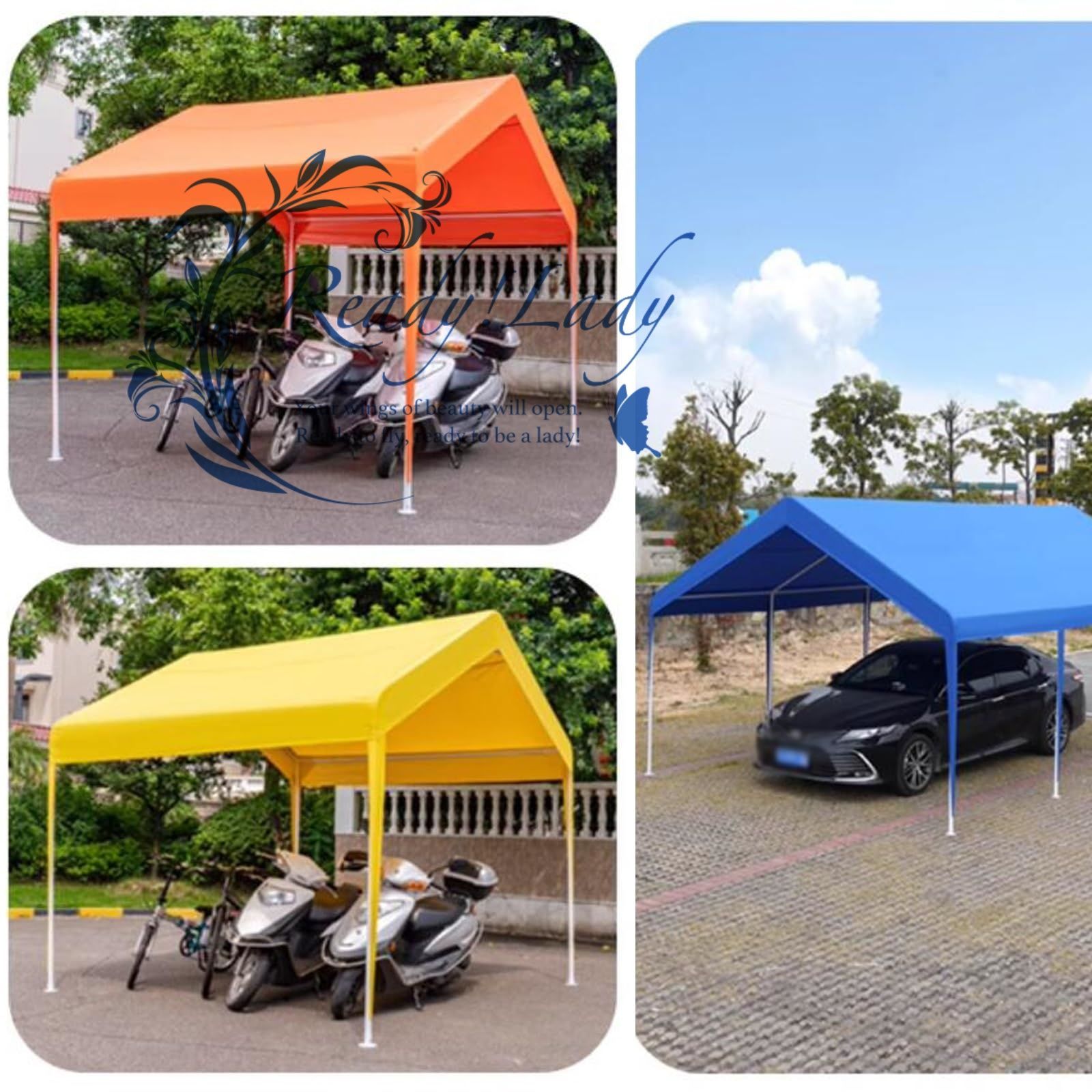 大型ガレージテント 3×6m UV防水 上開きドア付き 車庫テント 仮設倉庫