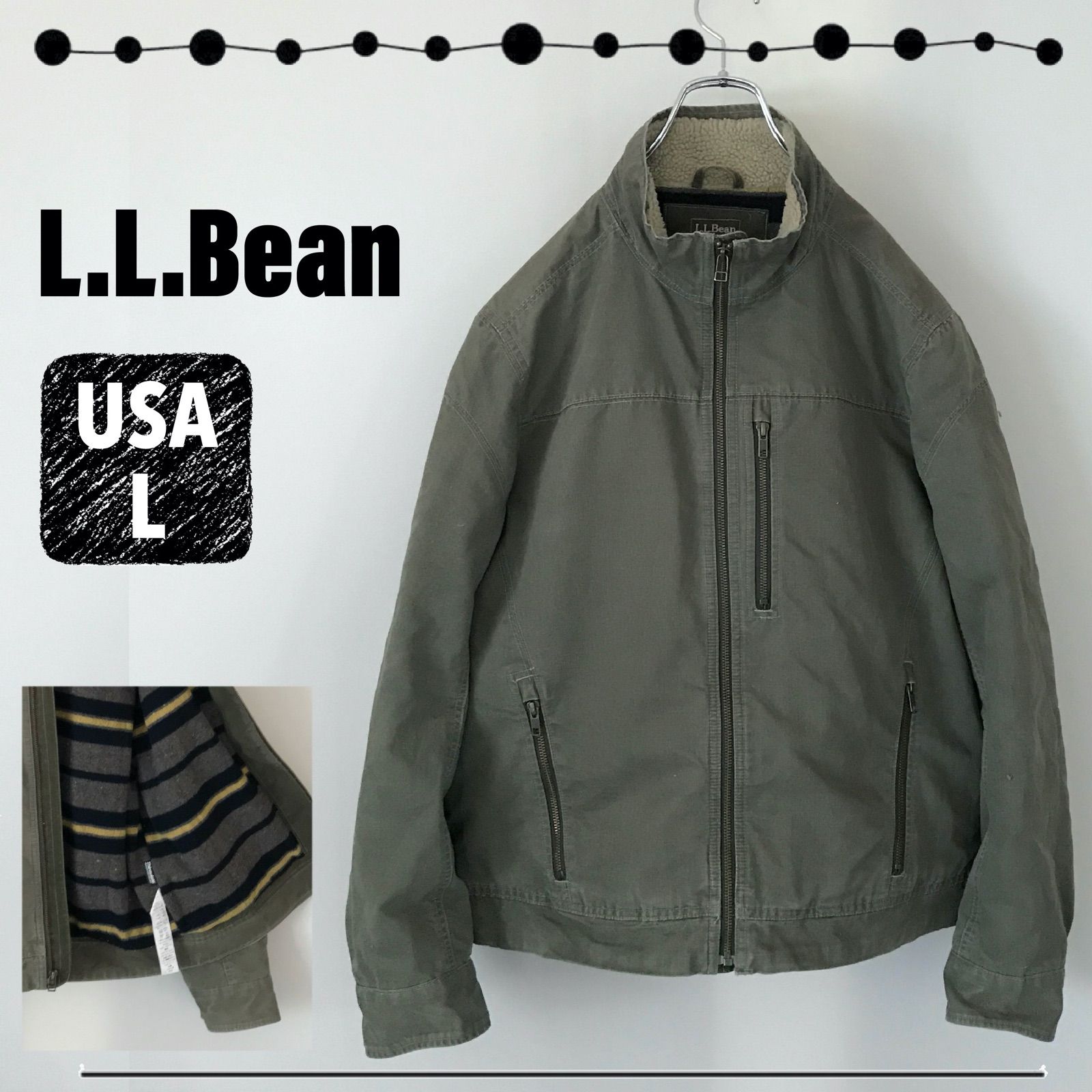 L.L.Bean エルエルビーン★キャンバスジャケット★防寒中綿シンサレート★アウトドア★USAメンズL　2308A079