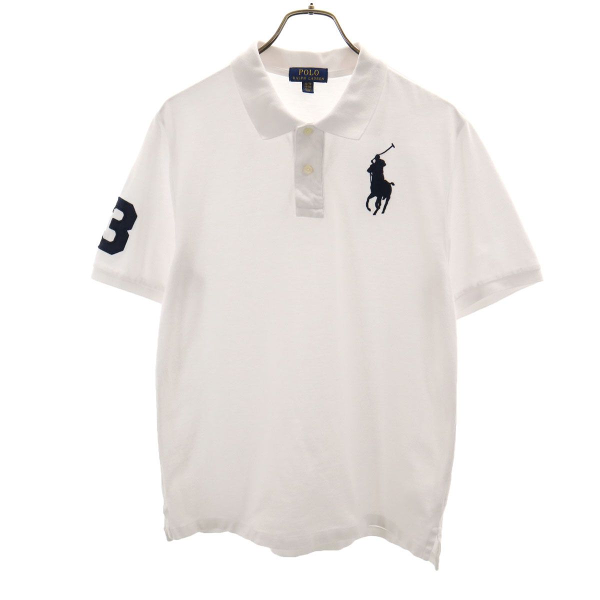 POLO RALPH LAUREN ポロラルフローレン ビッグポニー刺繍 半袖 ポロシャツ XL 18-20 ホワイト 鹿の子 キッズ 古着