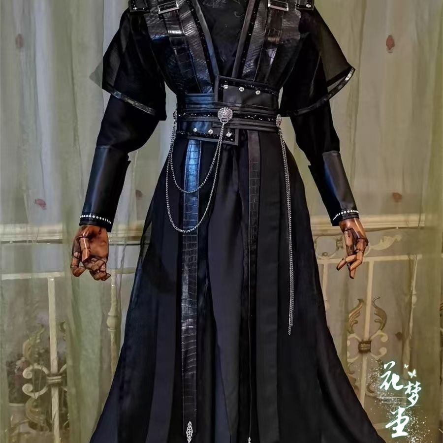 メンズ 漢服 コスプレ 黒 大きいサイズ 剣士 侠客 侍 コスチューム 中華風 演出服 学園祭 文化祭 写真撮影 舞台衣装 ハロウィン パーティー