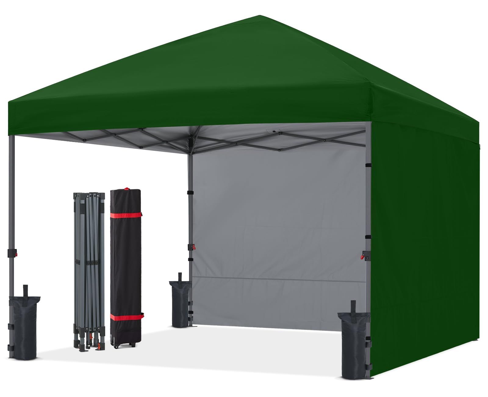 ABCCANOPY ワンタッチテント タープ テント 3mx3m 2.5mx2.5m 簡易テント 大型 サイドシート2枚 センターロック 三段階調節 耐水 UVカット 日除け 遮熱 紫外線カット 耐風性 組立簡単 キャスターバッグ付き 3M|オリーブグリー…
