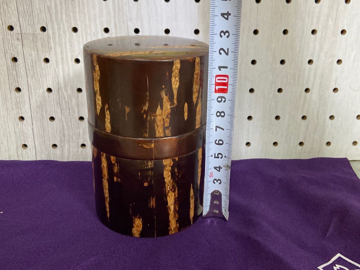 3-△未使用 樺細工 茶筒 茶道具 桜皮細工 FUJIKI 藤木伝四郎商店