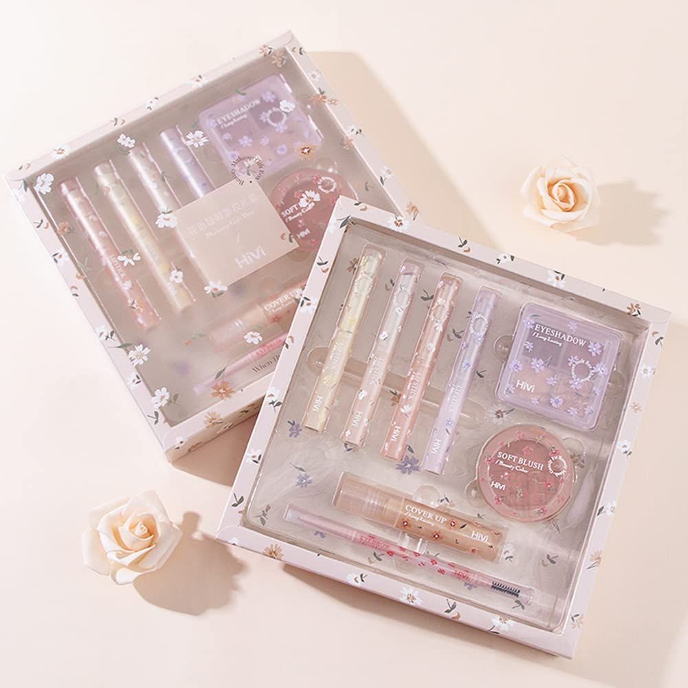GECOMO Hiviフル美容メイクアップ化粧品セット 8点 口紅 メイクパレット 長持ち 初心者 人気 クリスマスプレゼント 新年 誕生日 お祝い日の贈り物 SET-A