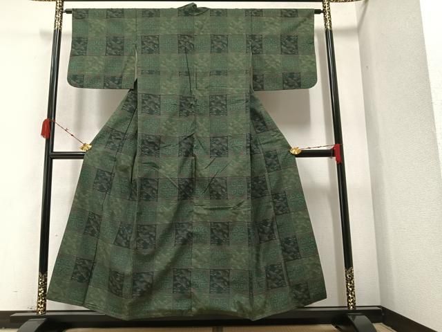 平和屋本店□極上 本場結城紬 重要無形文化財 80亀甲 舞花文 梅