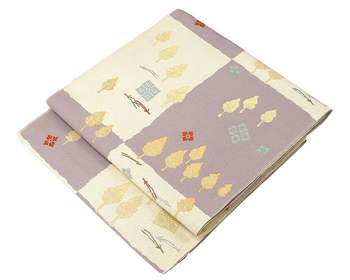 お仕立て上がり名古屋帯　新品未使用品　正絹　西陣織　No.283 九寸 名古屋帯 正絹 引箔織 華文 鳥 未仕立て 西陣織工業組合