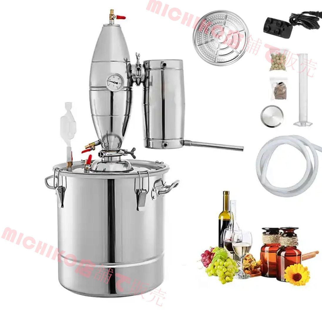 50L|13.2gal 水蒸留器 業務用全自動ワイン蒸留器 日本酒 ビール ワイン 醤油 酢 アルコール用多機能ステンレス発酵タンク