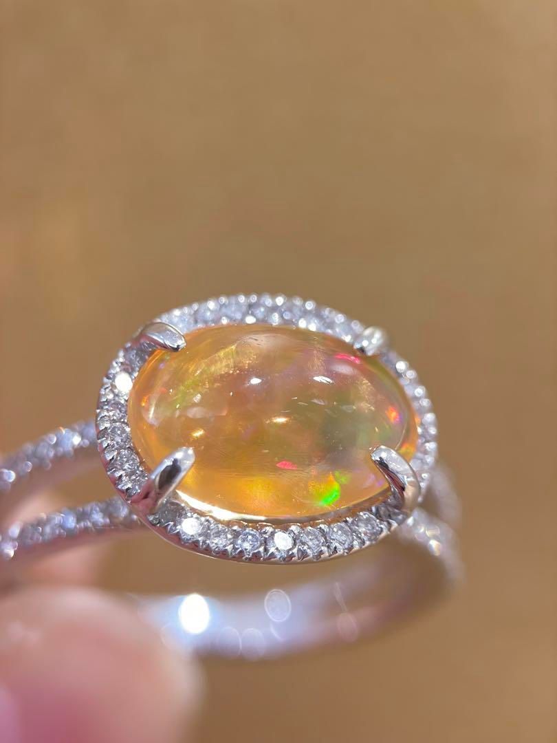 新品】K18WGメキシコオパール1.62ctリング 12号 Mexican Opal