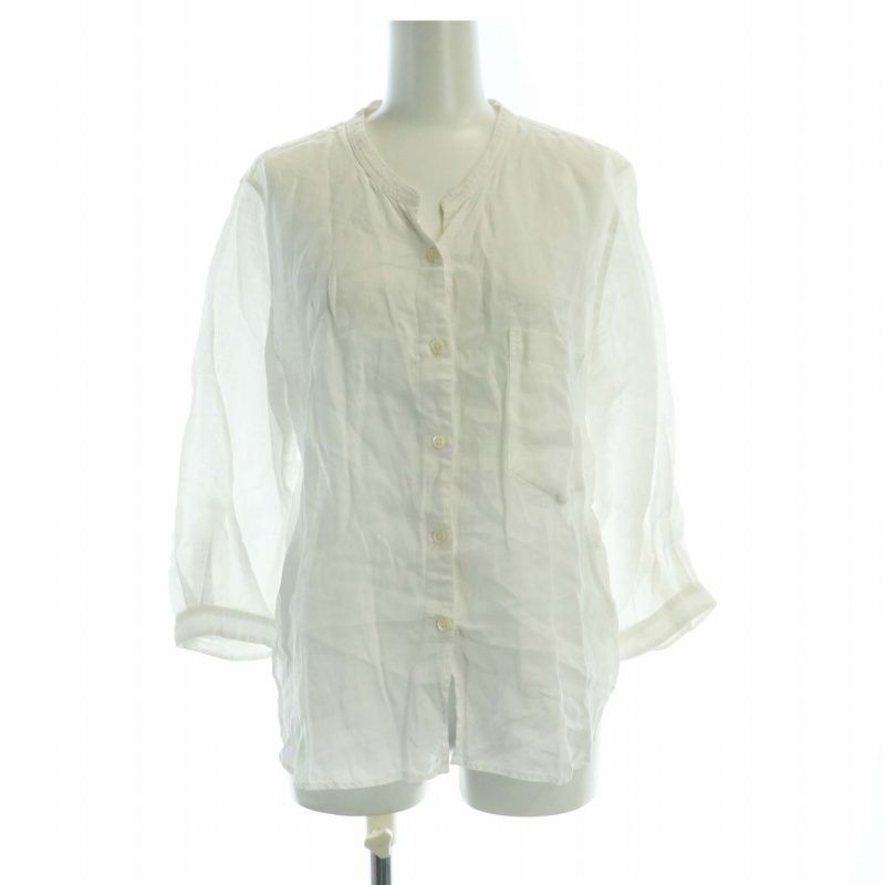 美品　マーガレットハウエル　リネンノーカラーシャツブラウス MARGARET HOWELL - MARGARET HOWELL / マーガレットハウエル