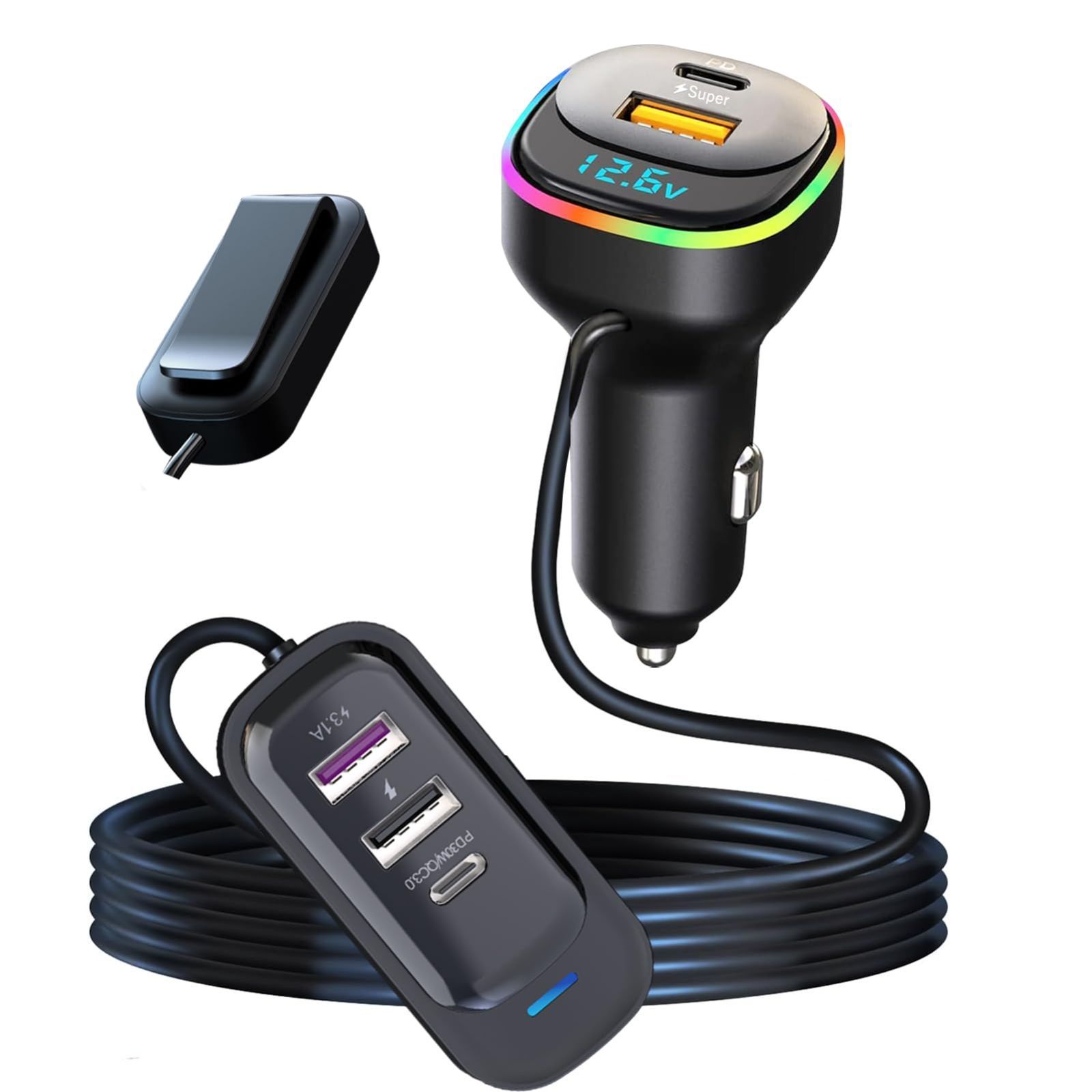 シガーソケット カーチャージャー USB 充電器 電圧計 増設 急速 シガーソケット カーチャージャー USB 充電器 電圧計 増設 急速