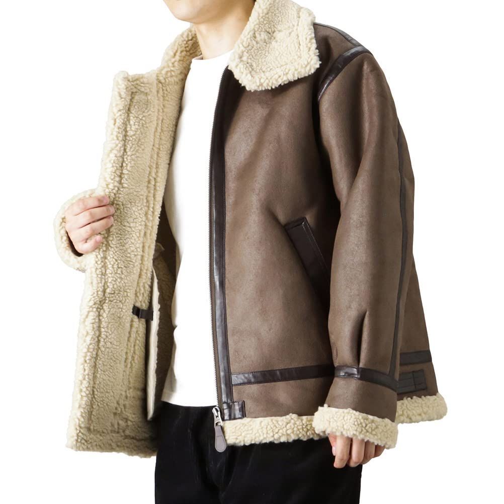 ALPHA メンズ　ムートンジャケット　ブラウン　XL L_ブラウン ALPHA アルファ ムートンジャケット B-3 防寒 M L LL