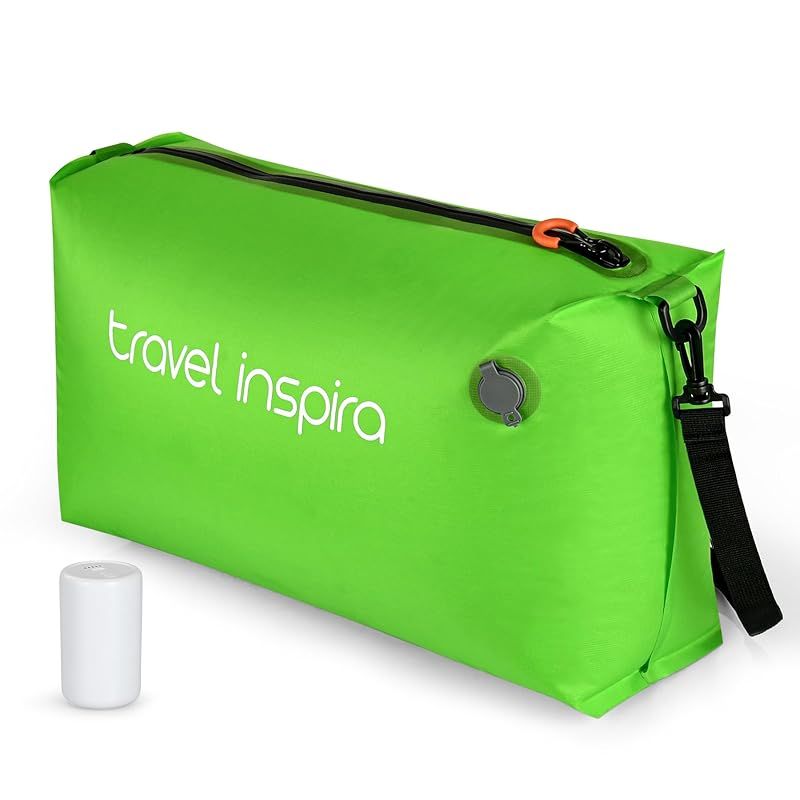 旅行 圧縮袋 収納袋 1枚 電動ポンプ 22L大容量 50%収納スペース節約 3WAY TPU高伸縮素材 防漏れエアホール 防虫効果 軽量設計 旅行|出張|入院便利グッズ アップルグリーン 1