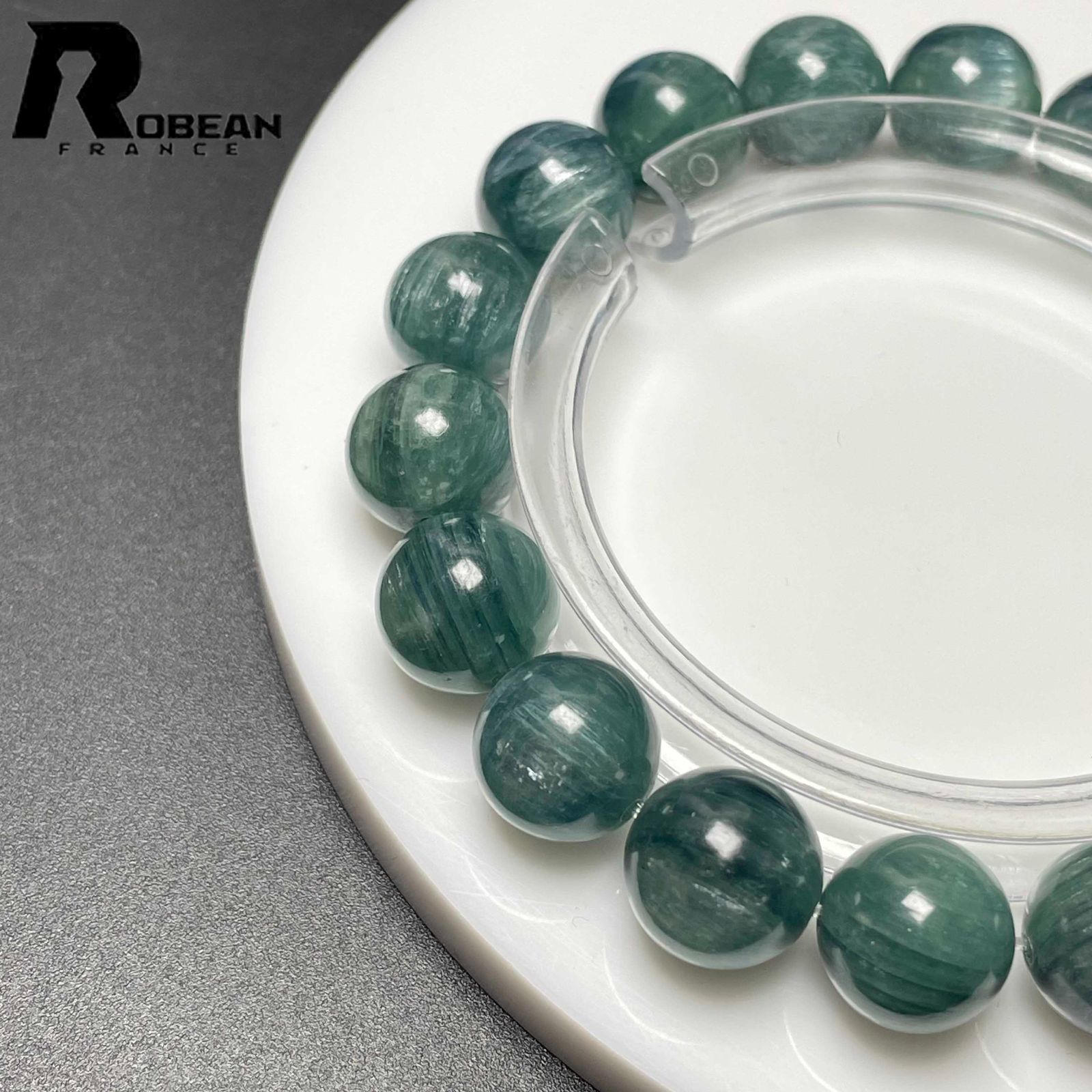 逸品 EU製 ★ROBEAN・グリーン猫目カイヤナイト★天然無着色 ブレスレット パワーストーン 綺麗 浄化 癒し アクセサリー 天然石 原石 貴重 高級 上品 綺麗 幸運 お守り 浄化 プレゼント ギフト 誕生日 レディース メンズ 男女兼用