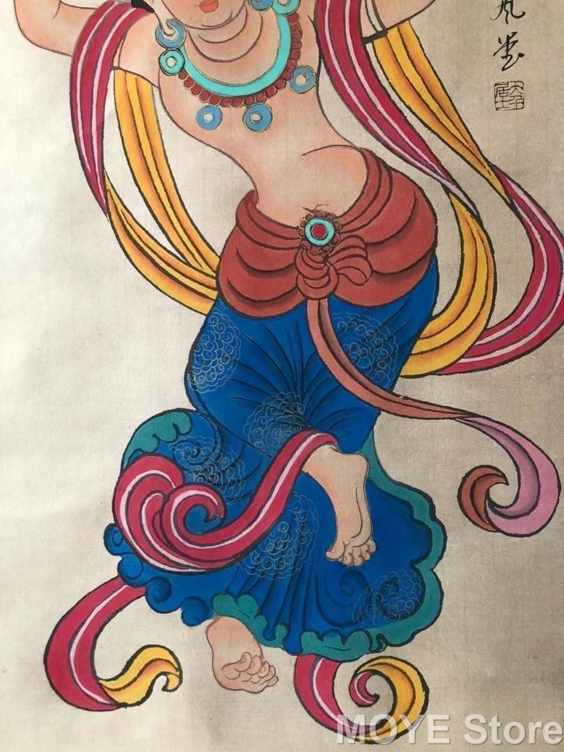 純手描き人物画七五仙人掛軸 国画