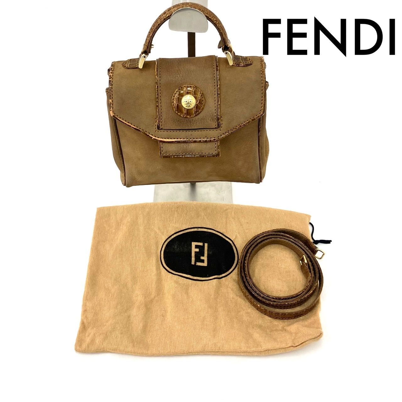 FENDI フェンディ クロコ×レザー ヴィンテージ 2wayバック FENDI フェンディ クロコ×レザー ヴィンテージ 2wayバック