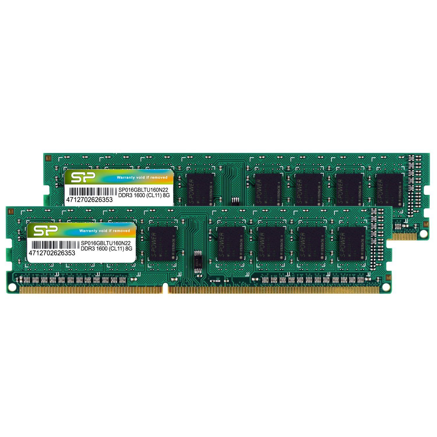 2枚 x (16GB) 8GB 240Pin PC3-12800 1.5V 1600 CL11 DDR3 Mac メモリ 対応 デスクトップPC用 SP016GBLTU160N22 シリコンパワー