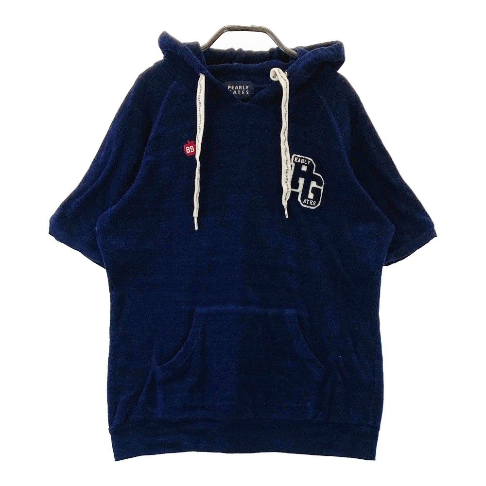 超美品】パーリーゲイツ インナーシャツ ネイビー×白 袖ロゴ
