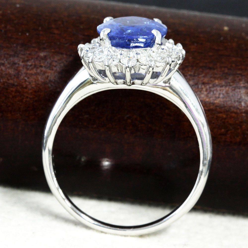 高品質！非加熱 3ct サファイア ダイヤモンド プラチナ リング 鑑別 