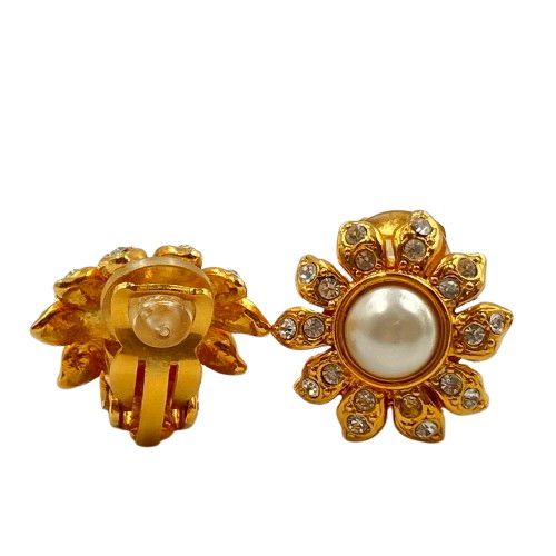 CHANEL シャネル ラインストーン フラワー イヤリング ♪CHANEL シャネル フラワー イヤリング Fパール ラインストーン