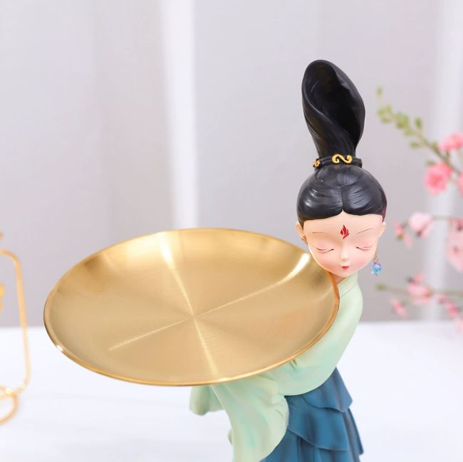 クリエイティブ トレイ 収納 大型 フィギュア 古風 傾城賦 立ち姿 メイド 玄関 デスク インテリア 装飾品