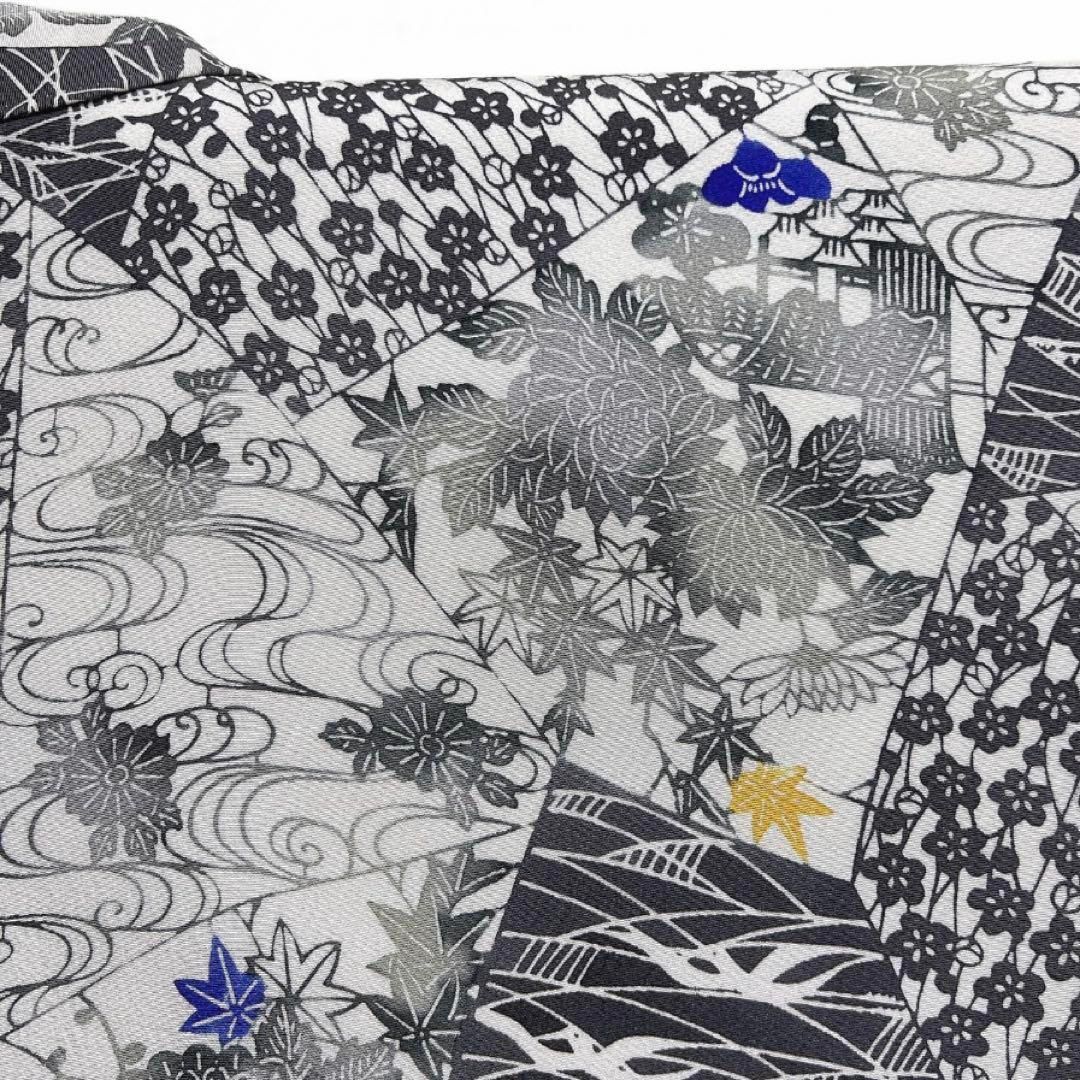 宮崎良次　小紋　京紅型　型染め　裂取り　観世水　菊花　鳥　着物　084a d 宮崎良次 小紋 京紅型 型染め 裂取り 観世水 菊花 鳥 着物 084a