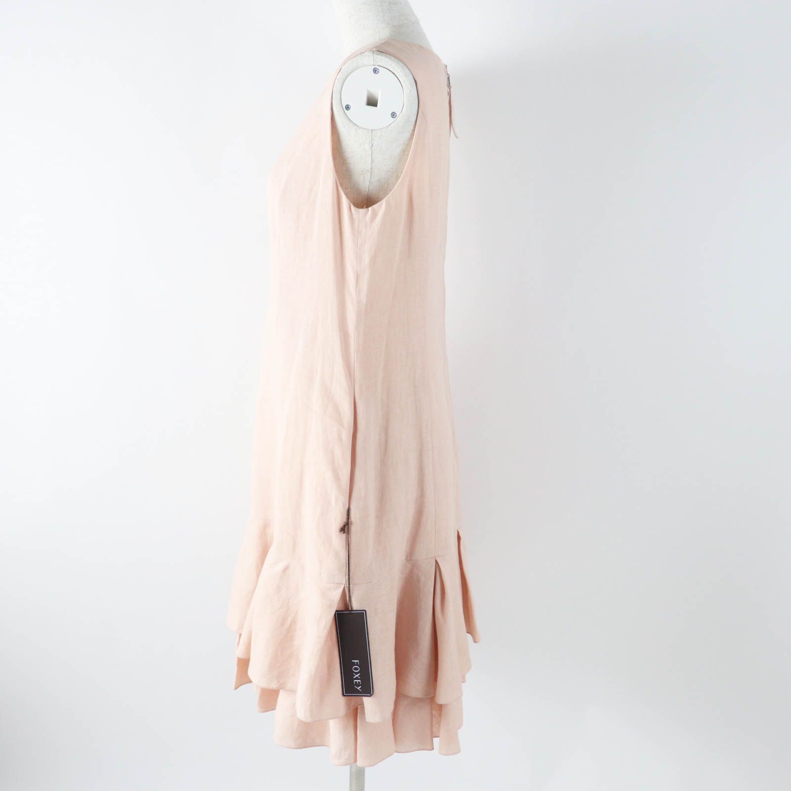 未使用品◎FOXEY フォクシー 37935 リネン100％ 裾ティアードフリル  