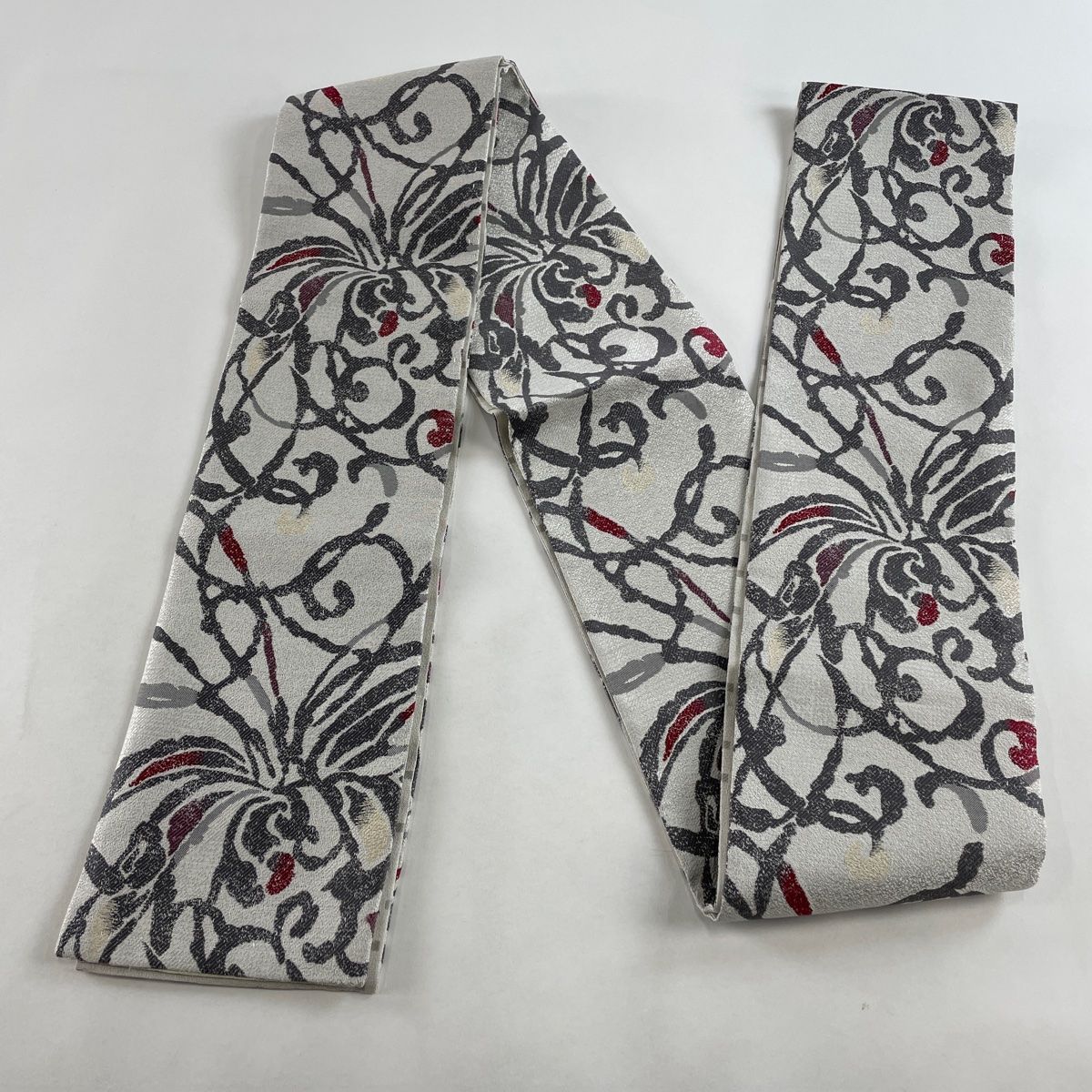 半幅帯 名品 格子 茶色 正絹 【中古】 帯 ｜ 中古着物・帯・和装小物