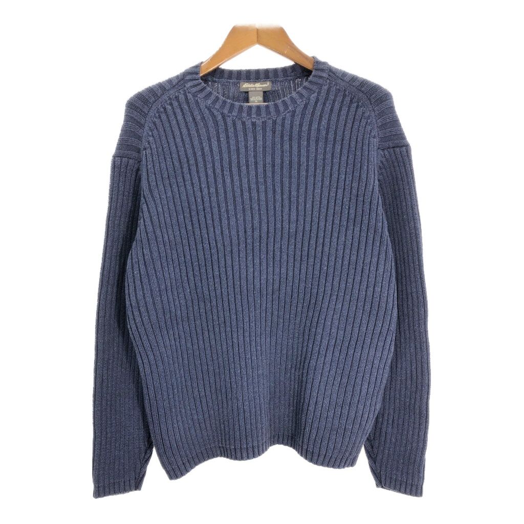 Eddie Bauer エディーバウアー リブニット コットンセーター アウトドア ネイビー (メンズ XL) 中古 古着 S8469