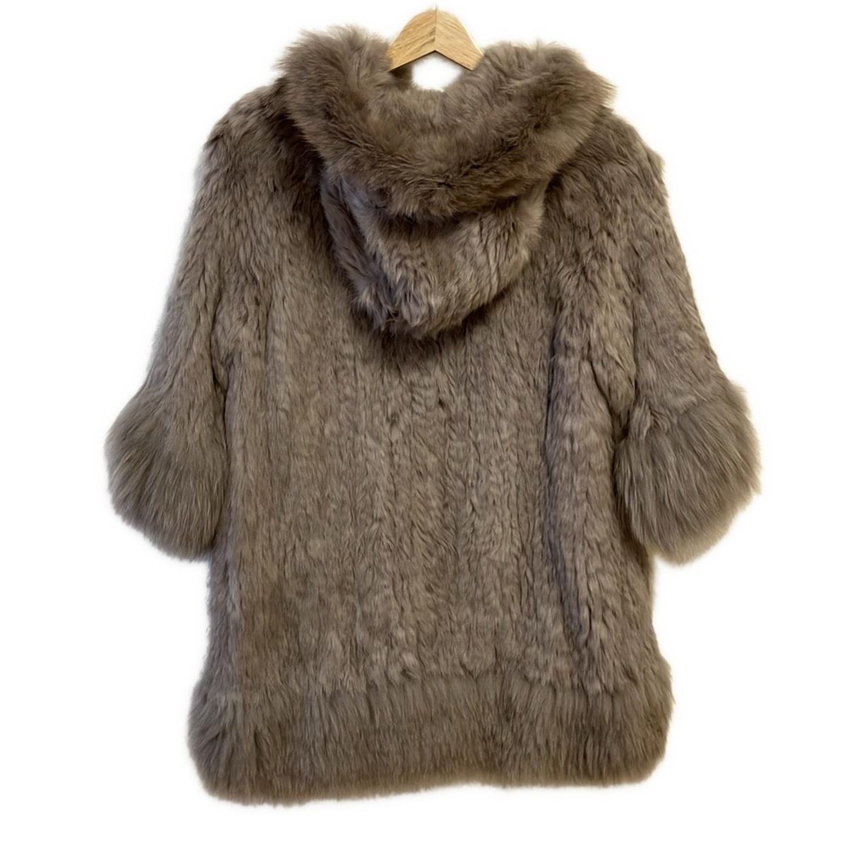 ダイアグラム コート サイズ36 S レディース - グレーベージュ 毛皮 長袖 ジップアップ 冬 フォックス ラビット