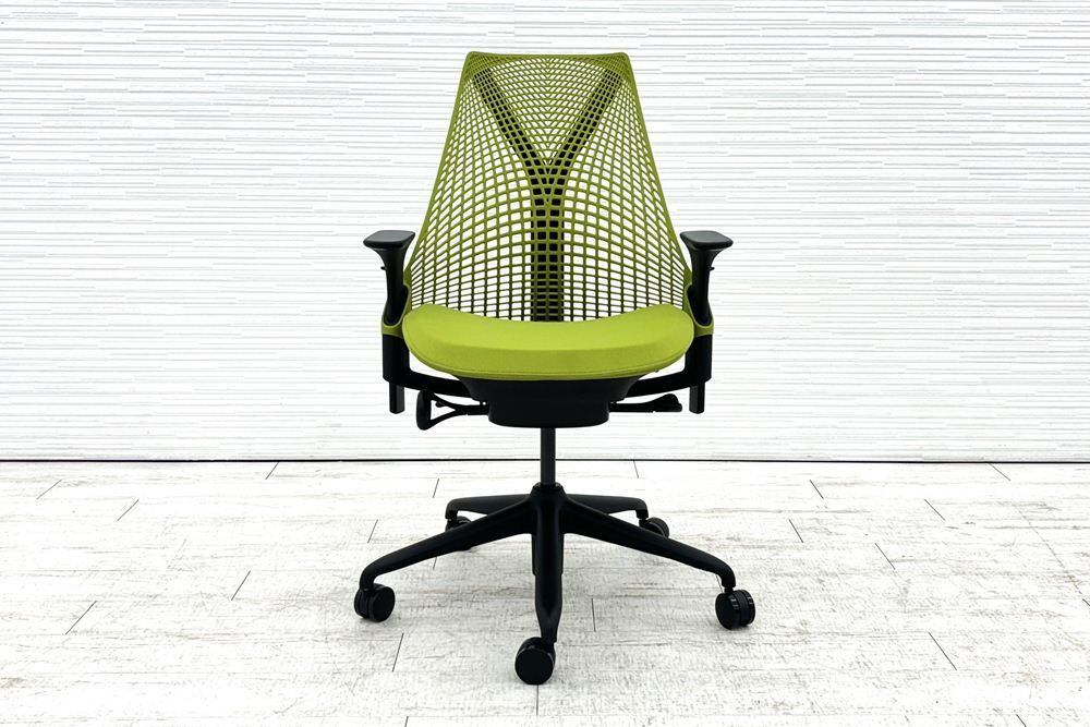 未開封♥品 ハーマンミラー セイルチェア ミドルバック Herman Miller SAYL Chair オフィス家具 可動肘 グリーン A000003434