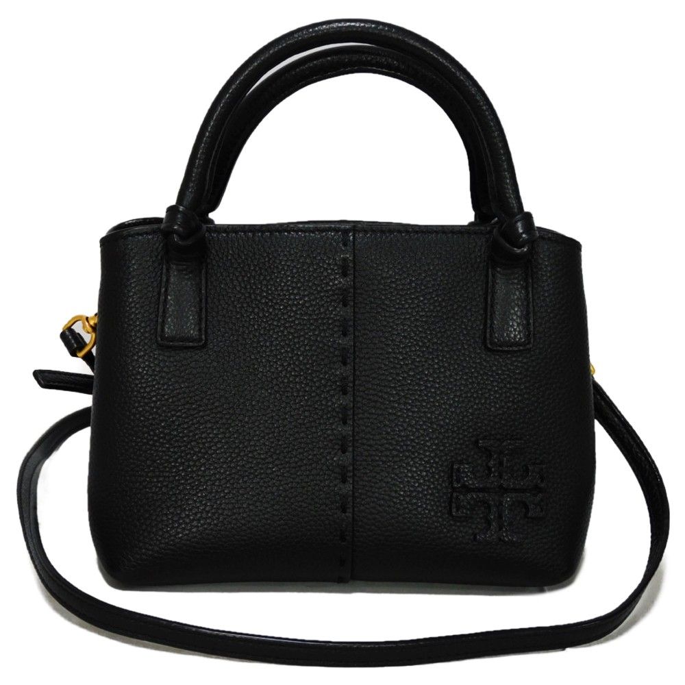 Tory Burch トリーバーチ マックグロー ミニ サッチェル ステッチ ダイカット ロゴ 2WAY ショルダーバッグ ダブルT ブラック ハンドバッグ 80792