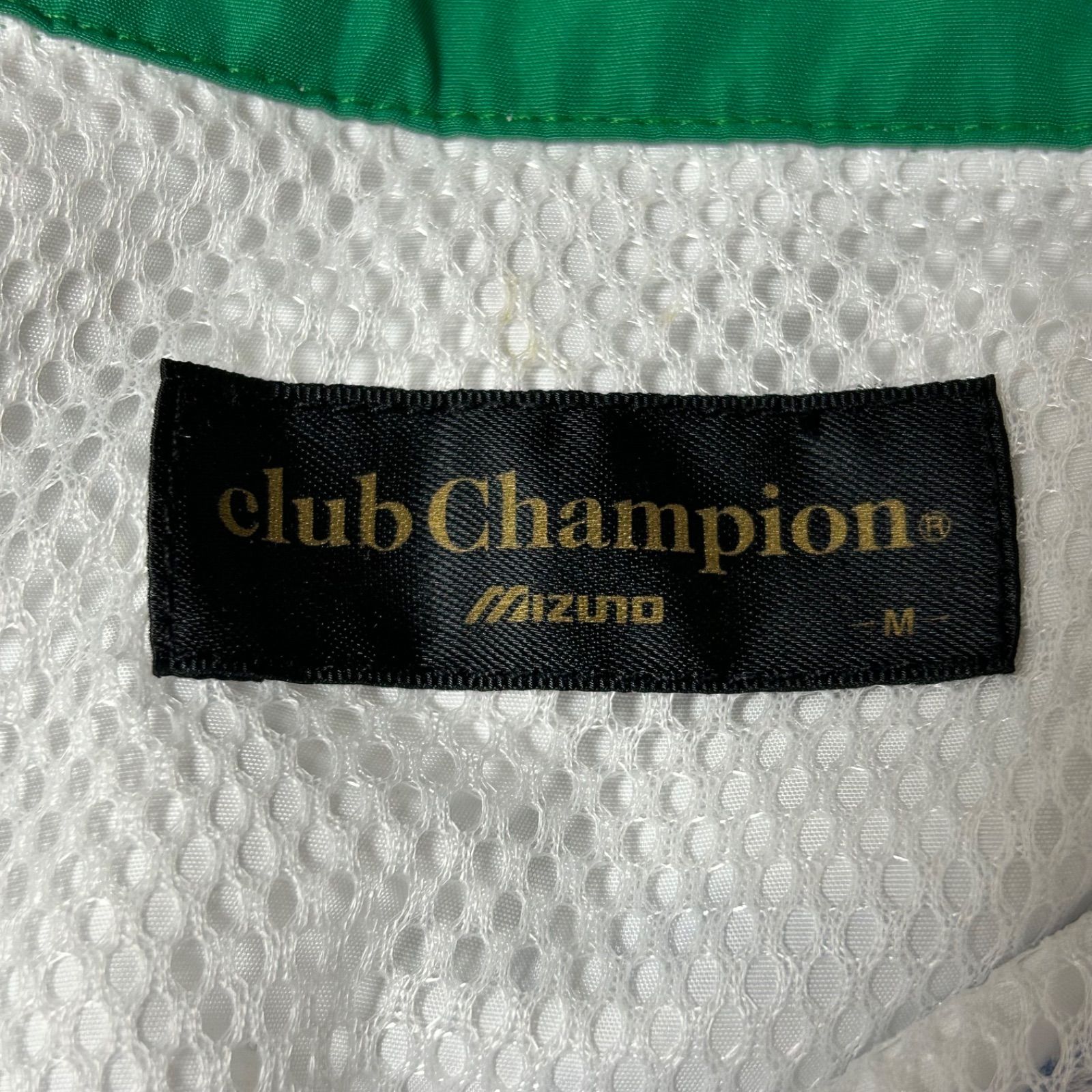 (^w^)b club champion クラブチャンピオン ウインドブレーカー ジップアップ ブルゾン NEW!!わかふじ国体 STAFF アウター ユニフォーム スポーツ トレーニング MIZUNO ホワイト 白×グリーン 緑 メンズ サイズM