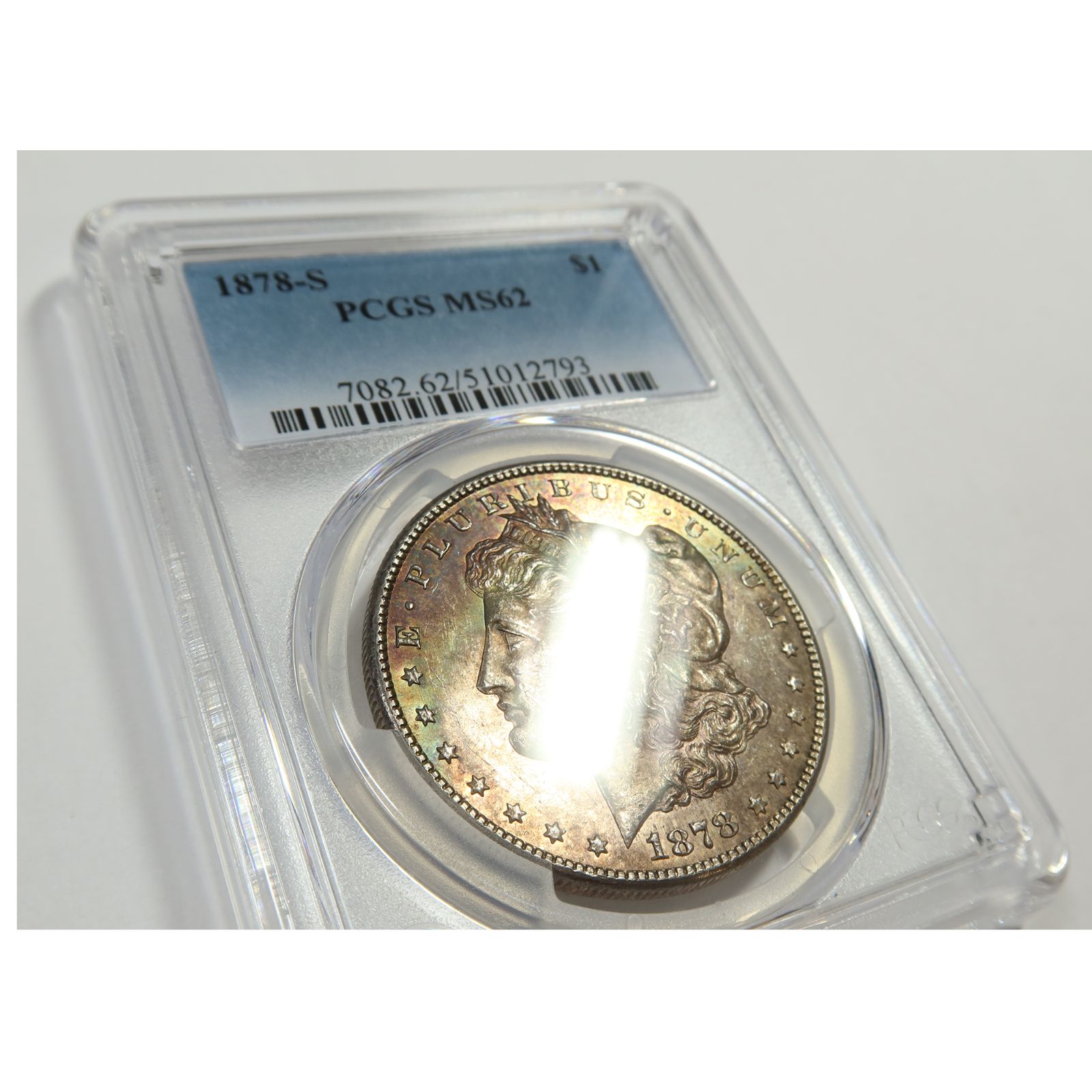 つきはなページ 1878 S PCGS MS62 - END ROLL TD Silver Morgan Dollar $1 Coin 1878-S