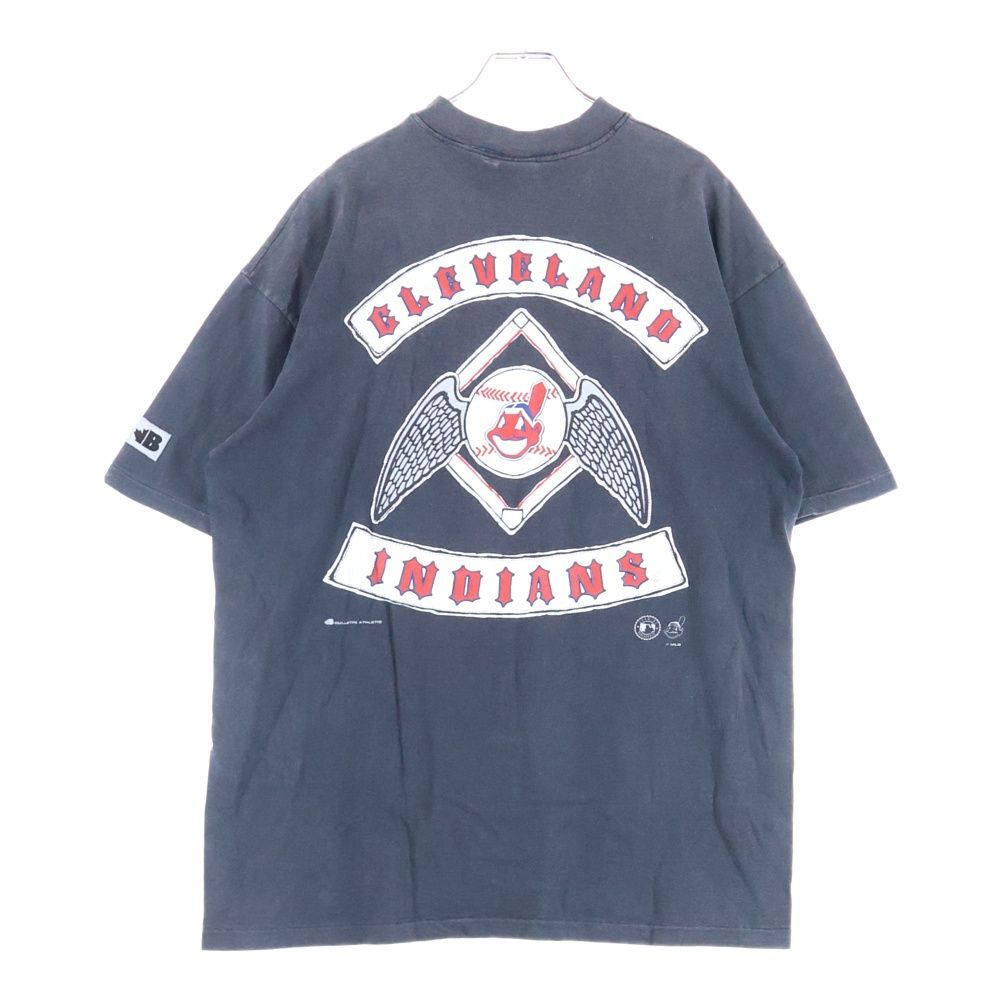 VINTAGE ヴィンテージ 90S VINTAGE MLB Cleveland Indians クリーブランドインディアンズ ヴィンテージ プリントTシャツ 半袖カットソー ブラック USTAUSTRALIA_COM_AU