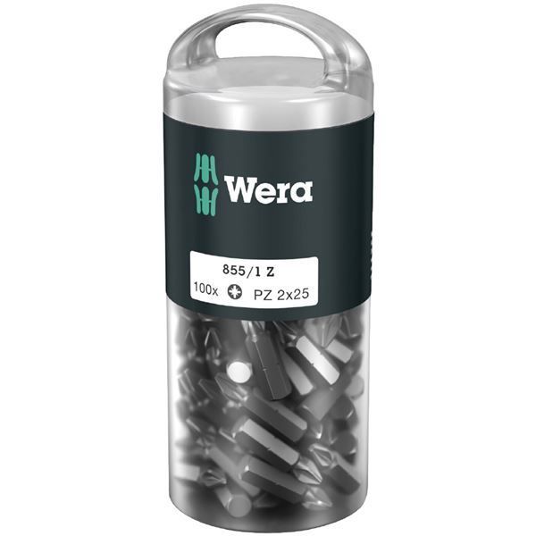 WERA ヴェラ 100本入 ポジドライブネジ用 ドライバービット 差込6.35mm 刃先サイズPZ2 全長25mm 072444 工具 ツール DIY