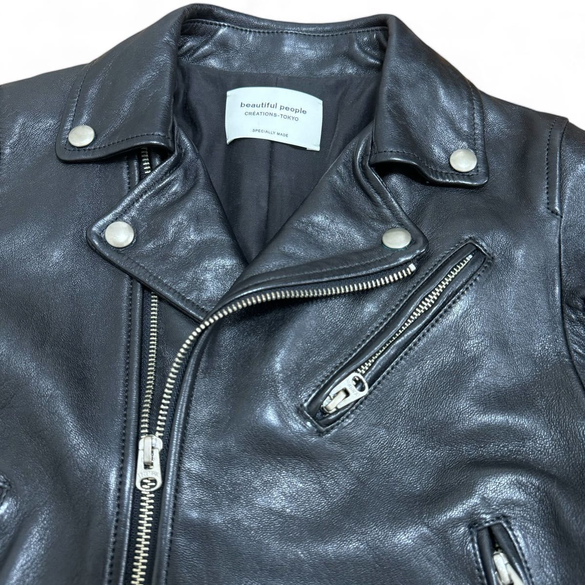 新品未使用】ビューティフルピープル　ダブルライダーズジャケット　羊革　140　S 中古・古着通販】beautiful people (ビューティフルピープル