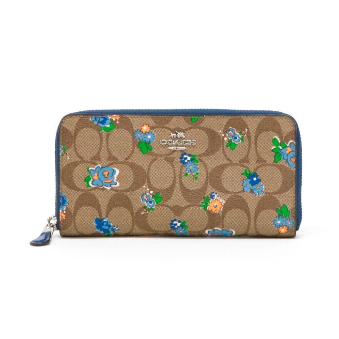 コーチ COACH ジップラウンド ウォレット レザー PVC シグネチャー 